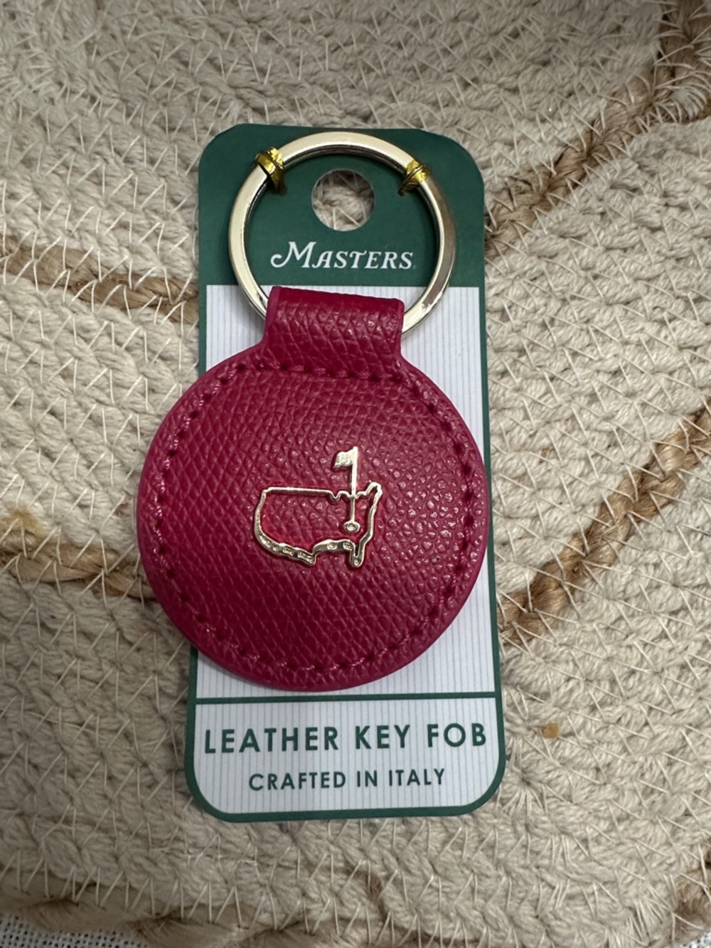 Masters Leather Key Fob in Raspberry Pink with Gold Tone Accent